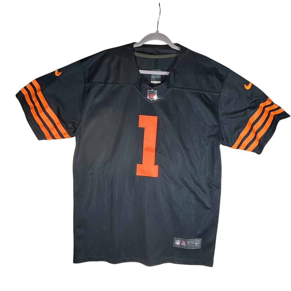 Nike Justin Fields #1 Chicago Bears NFL Jersey - Mens L- Navy Blue Home Replica